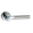 High quality image of Mediterranean Tunis Lever on Round Rose - Satin Nickel/Polished Chrome | Sku. m125sncp | available to order from Trade Door Handles in Kendal.
