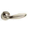 High quality image of Mediterranean Terassa Lever on Round Rose - Satin Nickel | Sku. m189sn | available to order from Trade Door Handles in Kendal.