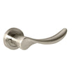High quality image of Mediterranean Malaga Lever on Round Rose - Satin Nickel | Sku. m27sn | available to order from Trade Door Handles in Kendal.