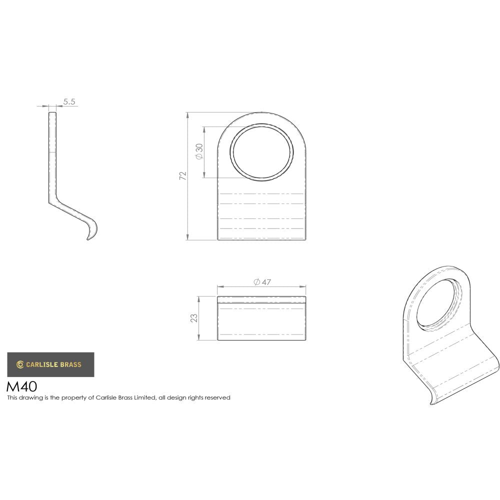 This image is a line drwaing of a Carlisle Brass - Cylinder Latch Pull - Satin Chrome available to order from Trade Door Handles in Kendal