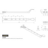 This image is a line drwaing of a Carlisle Brass - Victorian Casement Stay 254mm - Polished Chrome available to order from Trade Door Handles in Kendal