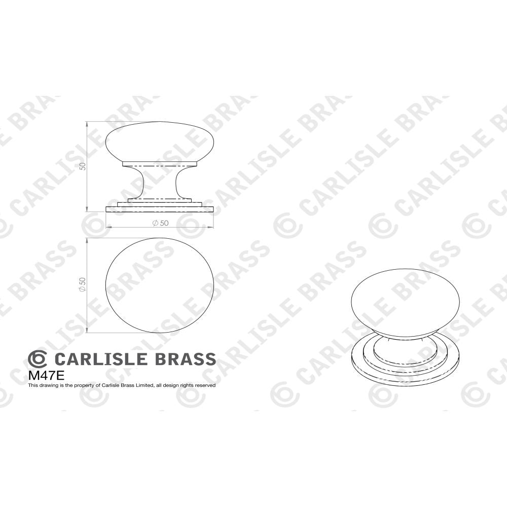 This image is a line drwaing of a FTD - Victorian Cupboard Knob 50mm Satin Nickel - Satin Nickel available to order from Trade Door Handles in Kendal