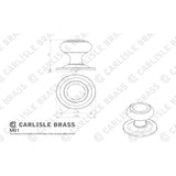 This image is a line drwaing of a Carlisle Brass - Centre Door Knob - Satin Chrome available to order from Trade Door Handles in Kendal