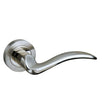 High quality image of Mediterranean Valencia Lever on Round Rose - Satin Nickel/Polished Nickel | Sku. m85snnp | available to order from Trade Door Handles in Kendal.