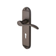 This is an image of a Heritage Brass - Door Handle Lever Lock Maya Design Matt Bronze Finish, may7600-mb that is available to order from Trade Door Handles in Kendal.