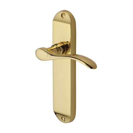 This is an image of a Heritage Brass - Door Handle Lever Latch Maya Design Polished Brass Finish, may7610-pb that is available to order from Trade Door Handles in Kendal.