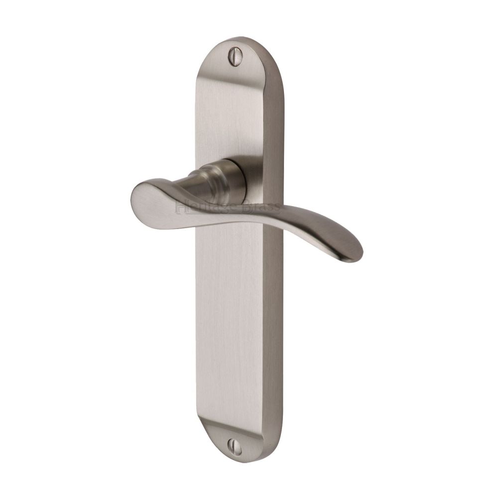 This is an image of a Heritage Brass - Door Handle Lever Latch Maya Design Satin Nickel Finish, may7610-sn that is available to order from Trade Door Handles in Kendal.