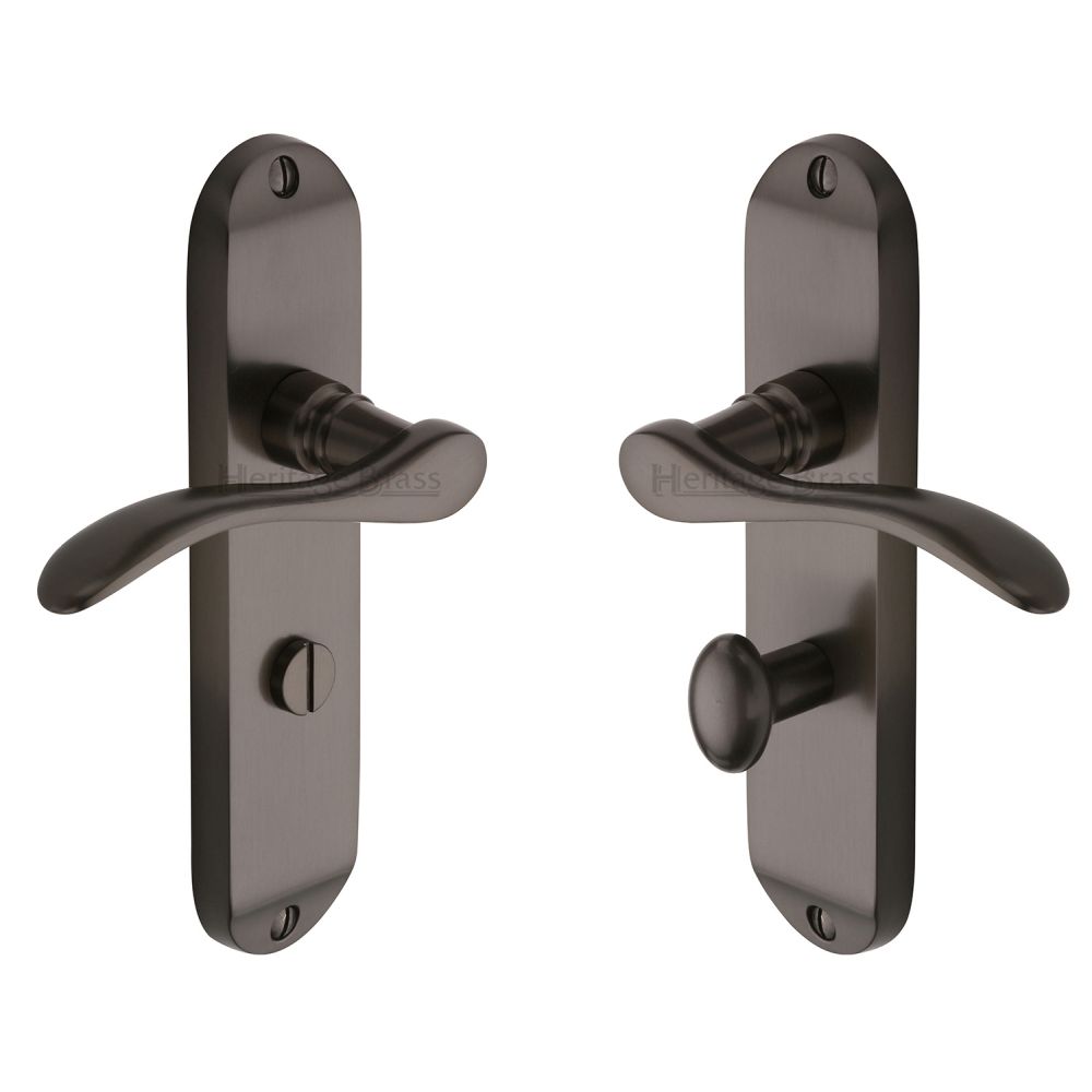 This is an image of a Heritage Brass - Door Handle for Bathroom Maya Design Matt Bronze Finish, may7630-mb that is available to order from Trade Door Handles in Kendal.