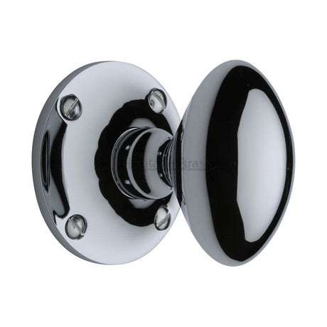 This is an image of a Heritage Brass - Mortice Knob on Rose Mayfair Design Polished Chrome Finish, may960-pc that is available to order from Trade Door Handles in Kendal.