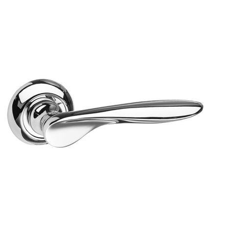 High quality image of Mediterranean Malta Lever on Round "C" Rose - Polished Chrome | Sku. mc25cp | available to order from Trade Door Handles in Kendal.
