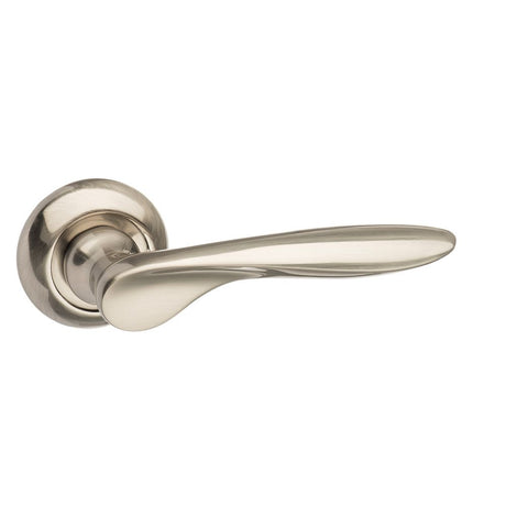 High quality image of Mediterranean Malta Lever on Round "C" Rose - Satin Nickel | Sku. mc25sn | available to order from Trade Door Handles in Kendal.