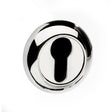 This is an image of Mediterranean Euro Escutcheon on Round "C" Rose - Polished Chrome available to order from Trade Door Handles.