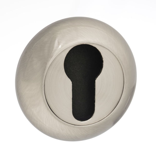 This is an image of Mediterranean Euro Escutcheon on Round "C" Rose - Satin Nickel available to order from Trade Door Handles.