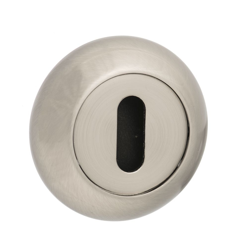 This is an image of Mediterranean Key Escutcheon on Round "C" Rose - Satin Nickel available to order from Trade Door Handles.