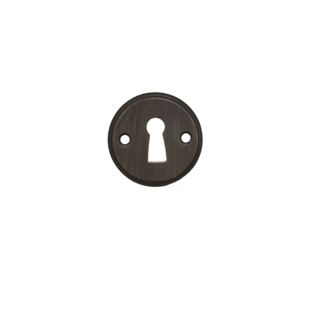 High quality image of Millhouse Brass Solid Brass Open Key Hole Escutcheon - Urban Dark Bronze | Sku. mhrkeudb | available to order from Trade Door Handles in Kendal.