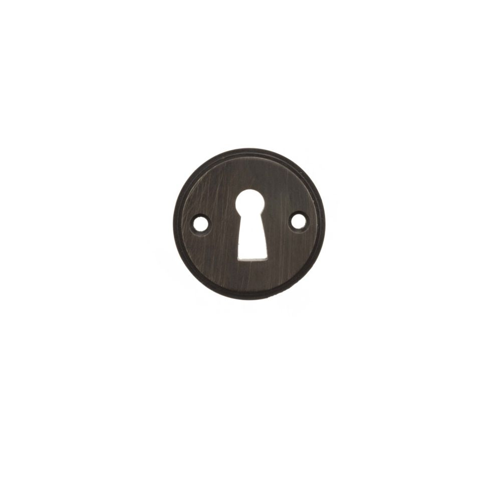 High quality image of Millhouse Brass Solid Brass Open Key Hole Escutcheon - Urban Dark Bronze | Sku. mhrkeudb available to order from Trade Door Handles in Kendal.