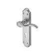 This is an image of a Heritage Brass - Door Handle Lever Lock Verona Small Design Satin Chrome Finish, mm624-sc that is available to order from Trade Door Handles in Kendal.