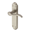 This is an image of a Heritage Brass - Door Handle Lever Latch Verona Small Design Satin Nickel Finish, mm627-sn that is available to order from Trade Door Handles in Kendal.