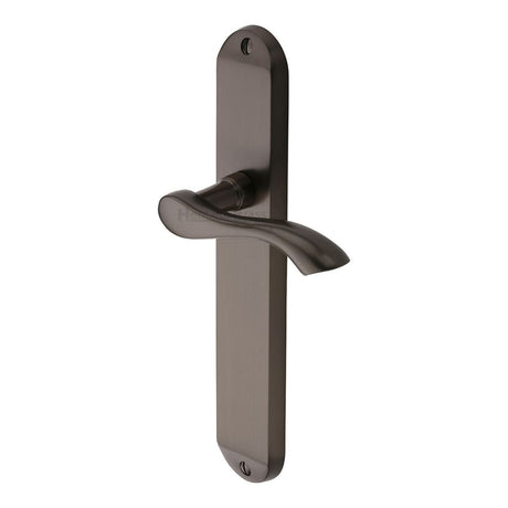 This is an image of a Heritage Brass - Door Handle Lever Latch Algarve Long Design Matt Bronze Finish, mm7210-mb that is available to order from Trade Door Handles in Kendal.