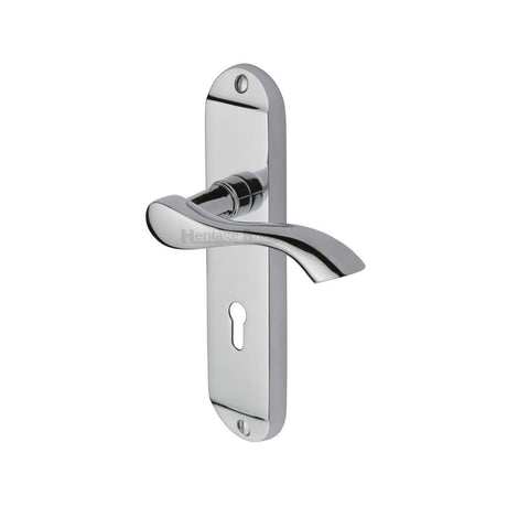 This is an image of a Heritage Brass - Door Handle Lever Lock Algarve Design Polished Chrome Finish, mm924-pc that is available to order from Trade Door Handles in Kendal.