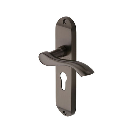 This is an image of a Heritage Brass - Door Handle for Euro Profile Plate Algarve Design Matt Bronze F, mm925-mb that is available to order from Trade Door Handles in Kendal.