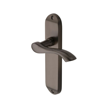 This is an image of a Heritage Brass - Door Handle Lever Latch Algarve Design Matt Bronze Finish, mm927-mb that is available to order from Trade Door Handles in Kendal.