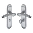 This is an image of a Heritage Brass - Door Handle for Bathroom Algarve Design Satin Chrome Finish, mm928-sc that is available to order from Trade Door Handles in Kendal.