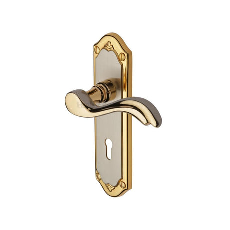 This is an image of a Heritage Brass - Door Handle Lever Lock Lisboa Design Jupiter Finish, mm991-jp that is available to order from Trade Door Handles in Kendal.