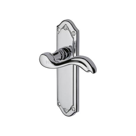 This is an image of a Heritage Brass - Door Handle Lever Latch Lisboa Design Polished Chrome Finish, mm992-pc that is available to order from Trade Door Handles in Kendal.