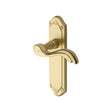 This is an image of a Heritage Brass - Door Handle Lever Latch Lisboa Design Satin Brass Finish, mm992-sb that is available to order from Trade Door Handles in Kendal.