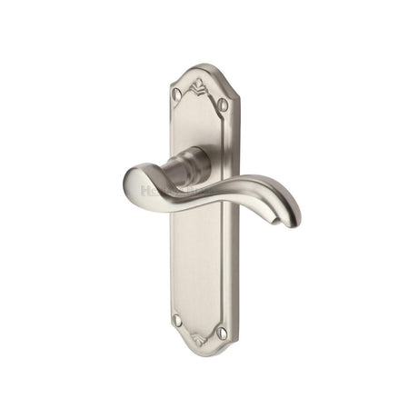 This is an image of a Heritage Brass - Door Handle Lever Latch Lisboa Design Satin Nickel Finish, mm992-sn that is available to order from Trade Door Handles in Kendal.