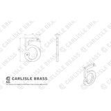 This image is a line drwaing of a Carlisle Brass - Numerals (0-9) Number 5 - Satin Chrome available to order from Trade Door Handles in Kendal