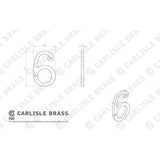 This image is a line drwaing of a Carlisle Brass - Numerals (0-9) Number 6/9 - Satin Chrome available to order from Trade Door Handles in Kendal