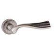 High quality image of Old English Richmond Lever on Round Rose - Distressed Silver | Sku. oe110ds | available to order from Trade Door Handles in Kendal.