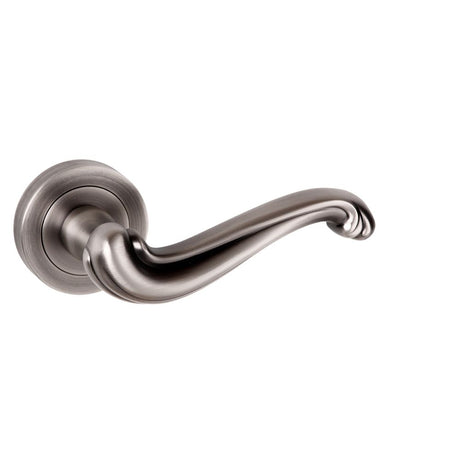 High quality image of Old English Colchester Lever on Round Rose - Matt Gun Metal | Sku. oe177mbn | available to order from Trade Door Handles in Kendal.