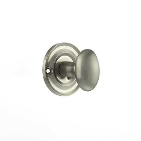 This is an image of Old English Solid Brass Oval WC Turn and Release - Satin Nickel available to order from Trade Door Handles.