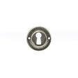 This is an image of Old English Solid Brass Open Key Hole Escutcheon - Distressed Silver available to order from Trade Door Handles