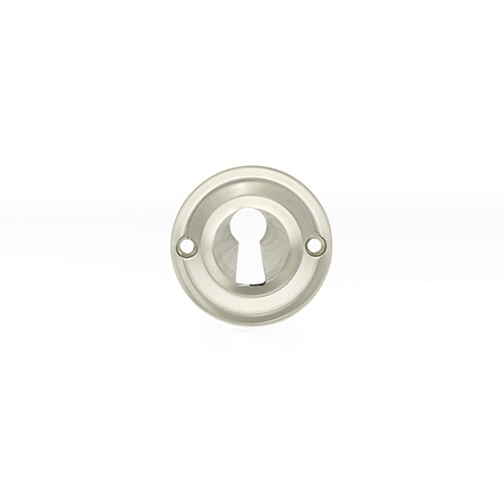 This is an image of Old English Solid Brass Open Key Hole Escutcheon - Satin Nickel available to order from Trade Door Handles