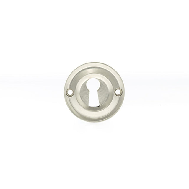 This is an image of Old English Solid Brass Open Key Hole Escutcheon - Satin Nickel available to order from Trade Door Handles