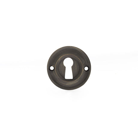 This is an image of Old English Solid Brass Open Key Hole Escutcheon - Urban Bronze available to order from Trade Door Handles