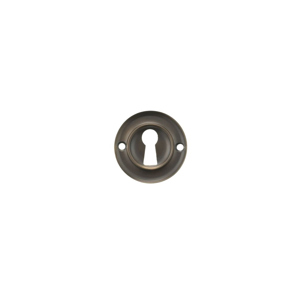 High quality image of Old English Solid Brass Open Key Hole Escutcheon - Urban Dark Bronze | Sku. oerkeudb | available to order from Trade Door Handles in Kendal.