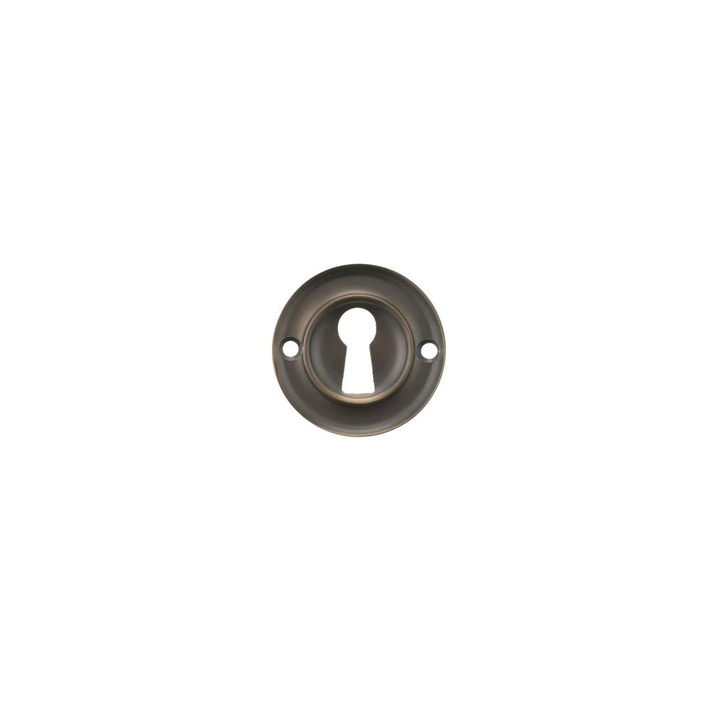 High quality image of Old English Solid Brass Open Key Hole Escutcheon - Urban Dark Bronze | Sku. oerkeudb available to order from Trade Door Handles in Kendal.