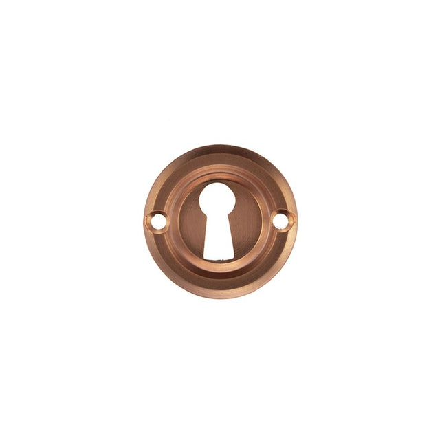 This is an image of Old English Solid Brass Open Key Hole Escutcheon - Urban Satin Copper available to order from Trade Door Handles