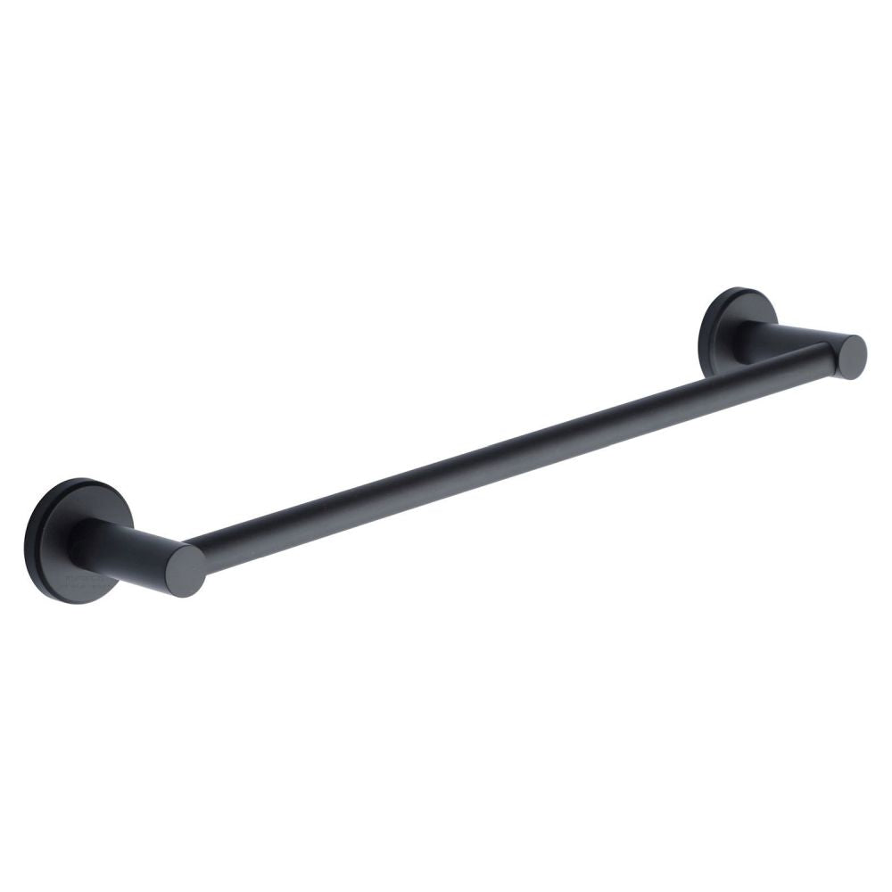 This is an image of a M.Marcus - Single towel rail 45cm Matt Black Finish, oxf-towel-45-bl that is available to order from Trade Door Handles in Kendal.