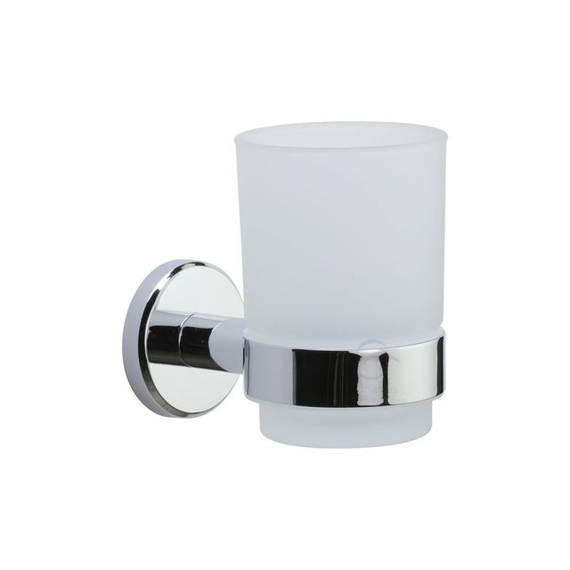 This is an image of a M.Marcus - Single tumbler holder with glass Polished Chrome Finish, oxf-tumbler-pc that is available to order from Trade Door Handles in Kendal.