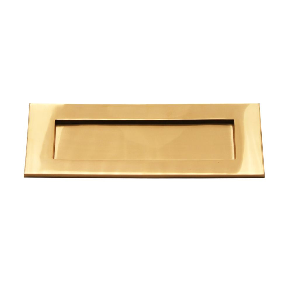 This is an image of Spira Brass - Victorian Letter Plate 250mm Polished Brass   available to order from trade door handles, quick delivery and discounted prices.