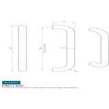 This image is a line drwaing of a Eurospec - 25mm D Pull Handles 300mm Centres - Satin Stainless Steel available to order from Trade Door Handles in Kendal