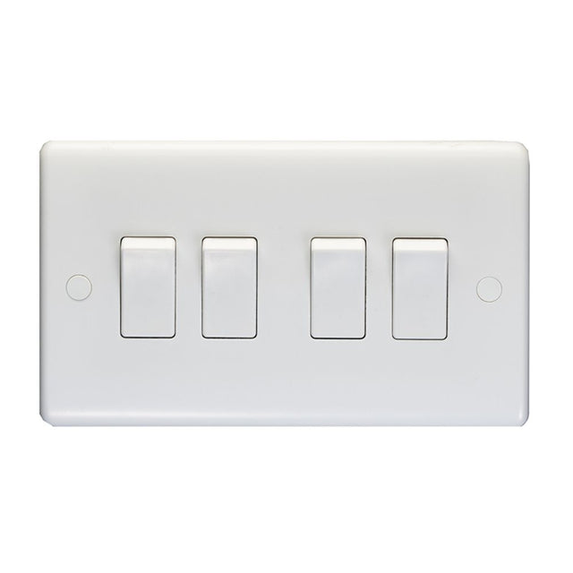 This is an image showing Eurolite Enhance White Plastic 2 Gang Switch - White pl3042 available to order from trade door handles, quick delivery and discounted prices.