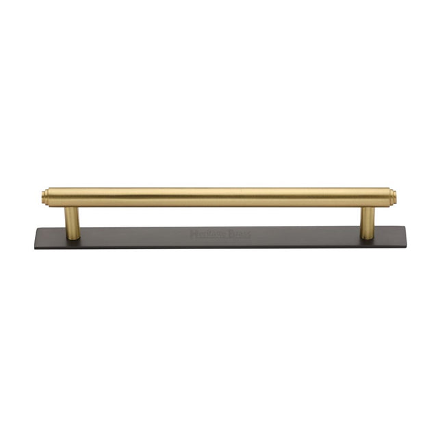 This is an image of a Heritage Brass - Cabinet Pull Step Design with Plate 160mm CTC Matt Bronze/Satin, pl4410-160-bsb that is available to order from Trade Door Handles in Kendal.