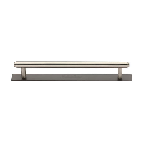 This is an image of a Heritage Brass - Cabinet Pull Step Design with Plate 160mm CTC Matt Bronze/Satin, pl4410-160-bsn that is available to order from Trade Door Handles in Kendal.